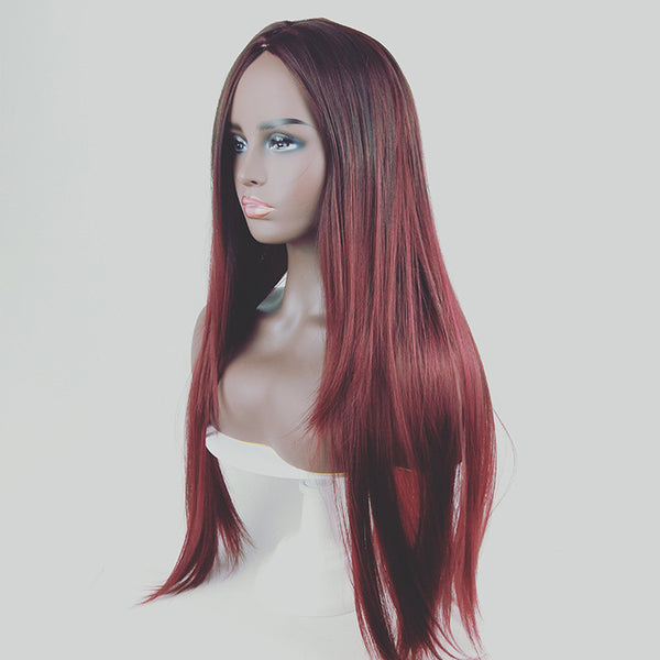 Long straight hair fashion gradient fiber hair