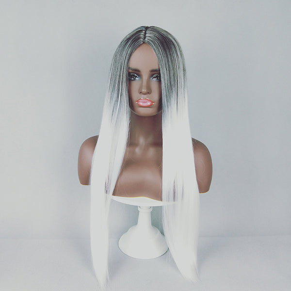 Long straight hair fashion gradient fiber hair