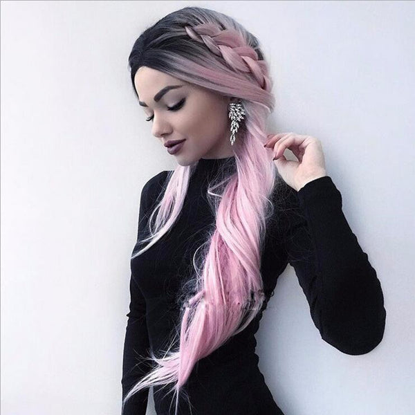 Long straight hair fashion gradient fiber hair