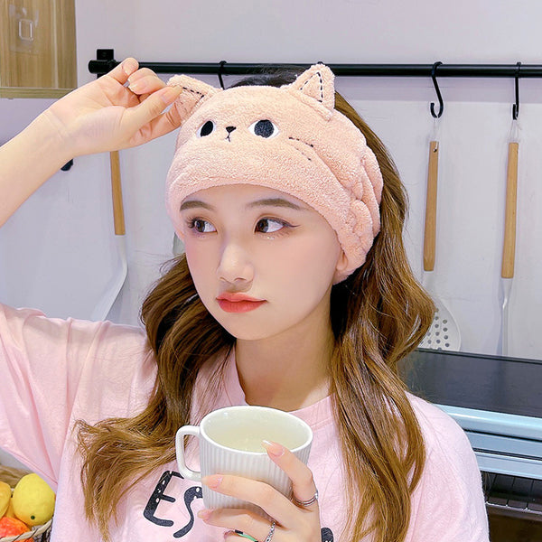 Shampoo Headband Makeup Remover Coral Hair Cover