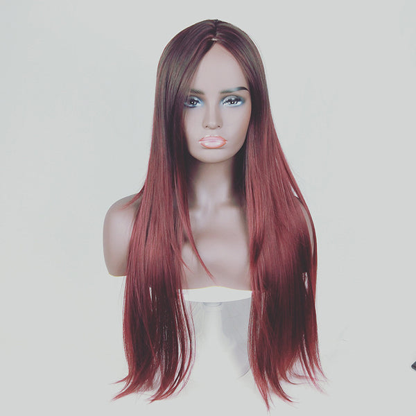 Long straight hair fashion gradient fiber hair