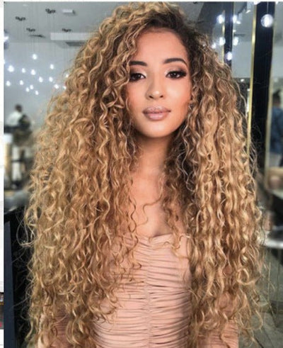 African curly hair curlers with long curly hairWomen's Big Wavy Long Curly Hair Clipping Extensions Are Naturally Fluffy And No Trace