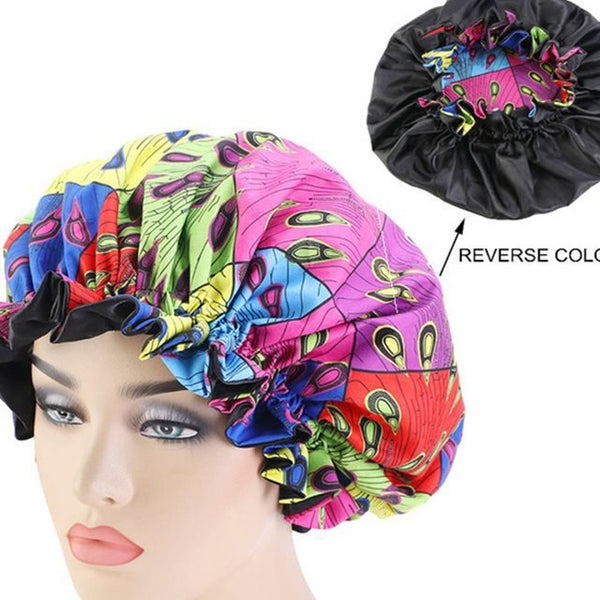 African Pattern Ankara Print Bonnet Women Night Sleep CapWomen's Big Wavy Long Curly Hair Clipping Extensions Are Naturally Fluffy And No Trace