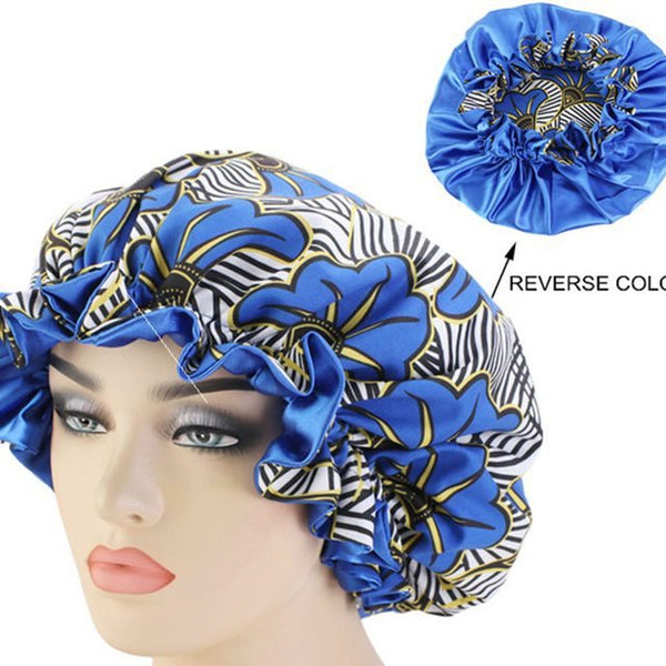 African Pattern Ankara Print Bonnet Women Night Sleep CapWomen's Big Wavy Long Curly Hair Clipping Extensions Are Naturally Fluffy And No Trace
