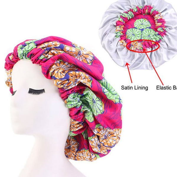 African Pattern Ankara Print Bonnet Women Night Sleep CapWomen's Big Wavy Long Curly Hair Clipping Extensions Are Naturally Fluffy And No Trace