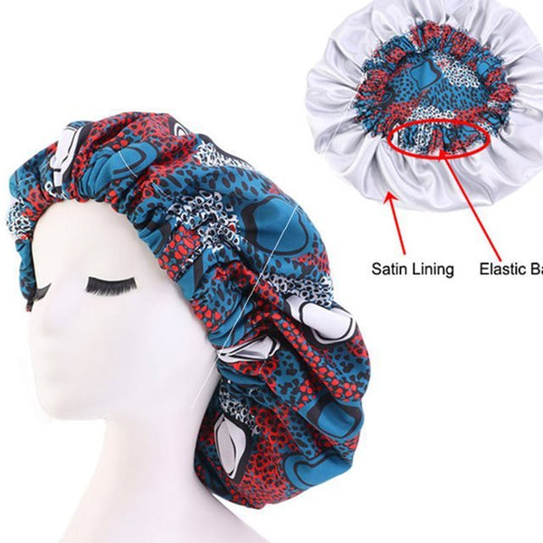 African Pattern Ankara Print Bonnet Women Night Sleep CapWomen's Big Wavy Long Curly Hair Clipping Extensions Are Naturally Fluffy And No Trace