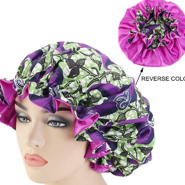 African Pattern Ankara Print Bonnet Women Night Sleep CapWomen's Big Wavy Long Curly Hair Clipping Extensions Are Naturally Fluffy And No Trace