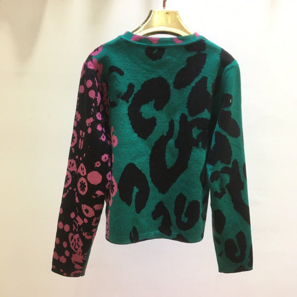 Autumn And Winter Letter Flower Contrast Color Long Sleeves Knitted SweaterWomen's Big Wavy Long Curly Hair Clipping Extensions Are Naturally Fluffy And No Trace