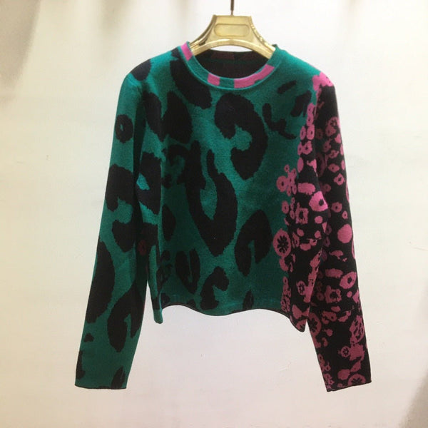 Autumn And Winter Letter Flower Contrast Color Long Sleeves Knitted SweaterWomen's Big Wavy Long Curly Hair Clipping Extensions Are Naturally Fluffy And No Trace