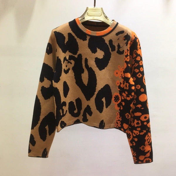 Autumn And Winter Letter Flower Contrast Color Long Sleeves Knitted SweaterWomen's Big Wavy Long Curly Hair Clipping Extensions Are Naturally Fluffy And No Trace
